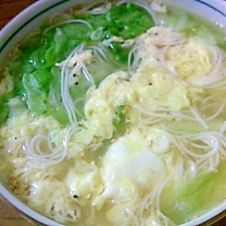 休日たまご－レタスたっぷり中華風にゅうめん